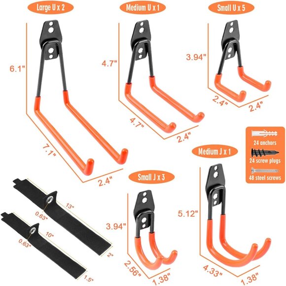 Garage Hooks Heavy Duty 14 Pack, Steel Garage Storage Hooks, Tool Hangers for Ga - Picture 2 of 7